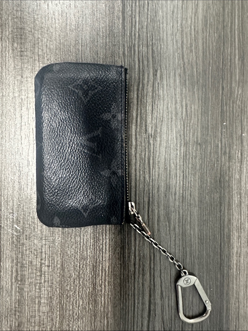 Louis Vuitton Black Monogram Zip Key Pouch with Silver Hardware